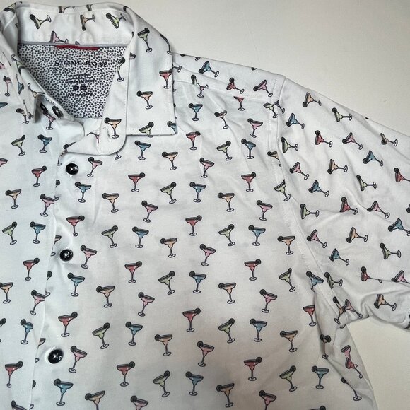 Stone Rose Margarita Graphic Print Short Sleeve Button Up Shirt SZ XL TG Polo - Picture 6 of 16